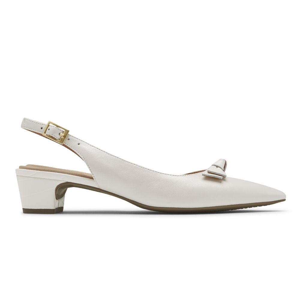 Rockport Womens Heels White - Total Motion Gracie Bow Slingback - UK 413-THZIRM